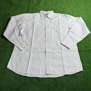 McNeal Long Sleeve Button Down Striped Blue Oxford Tailored Casual Shirt Size 45